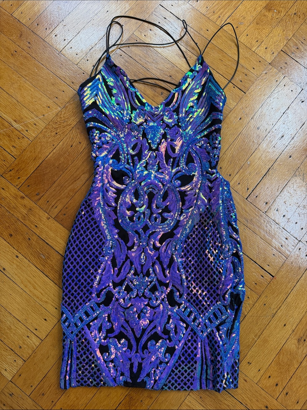 Windsor Purple Sequin Embellished Mini Dress